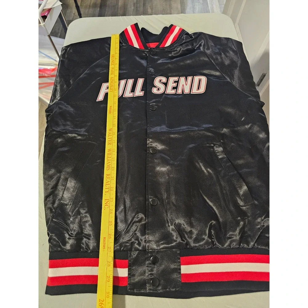 Full Send Large Black Satin Varsity Jacket Nelk Boys Classics
